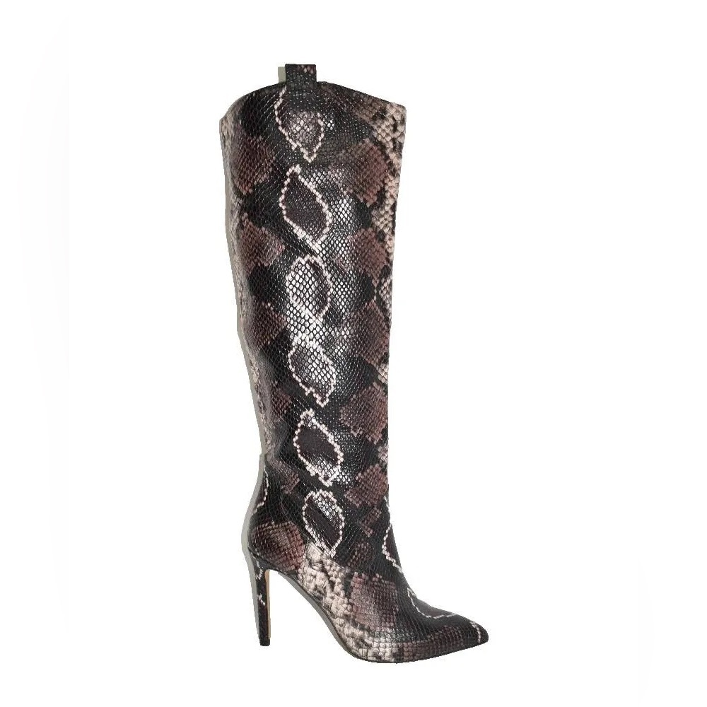 Vince Camuto Women's Snake-Print Fold-Over Stiletto Ankle Boots - Black/Brown